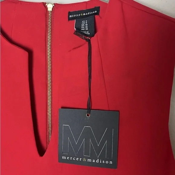 NEW Mercer & Madison Shift Dress Size 6 Sleeveless Red Zip Back - Picture 7 of 7